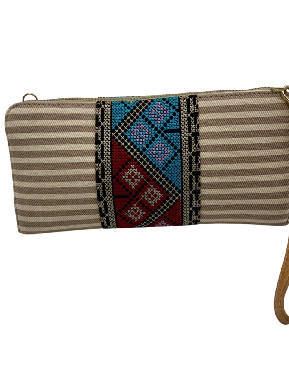 MMS Brands Tan and Cream Striped Wallet
